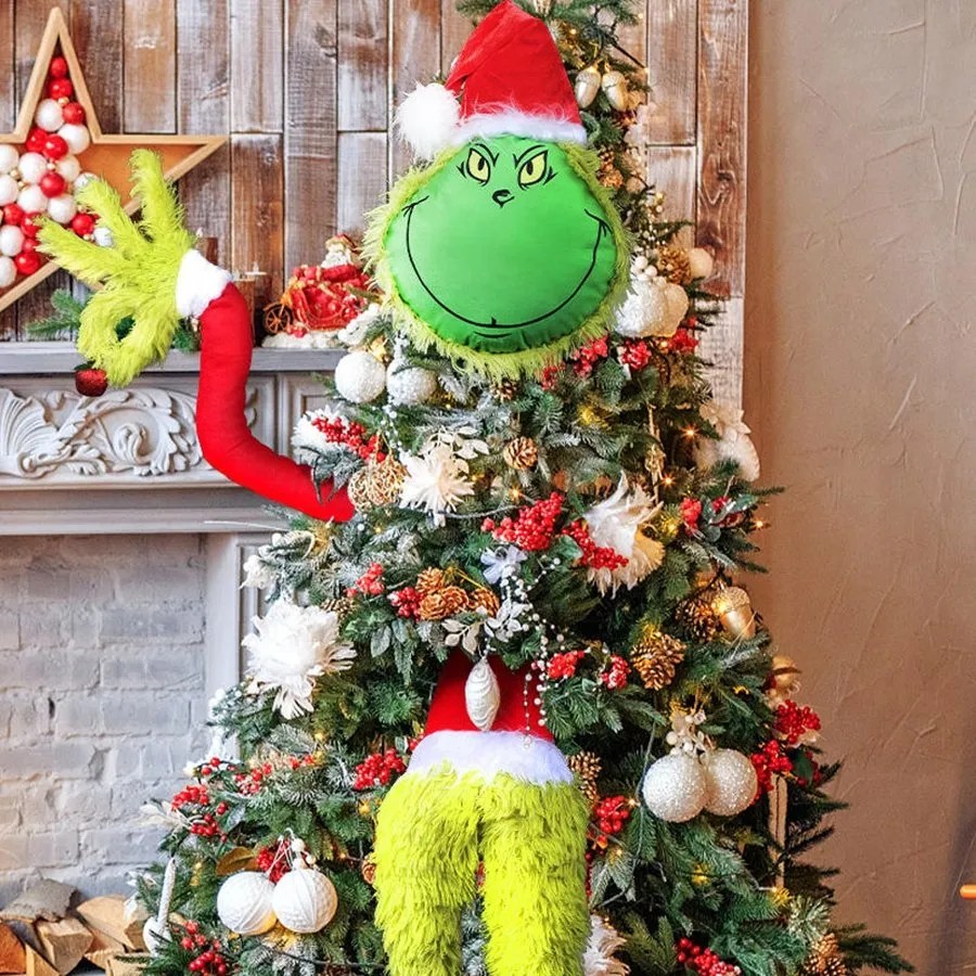 grinch christmas decor 2024 2024 New Grinch Christmas Decorations Furry Green Grinch Arm Leg