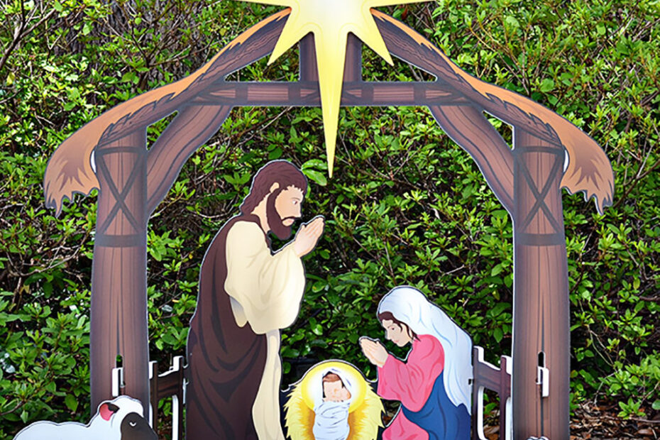 christmas outdoor decorations nativity scene Holy Night Printed Outdoor Nativity Set