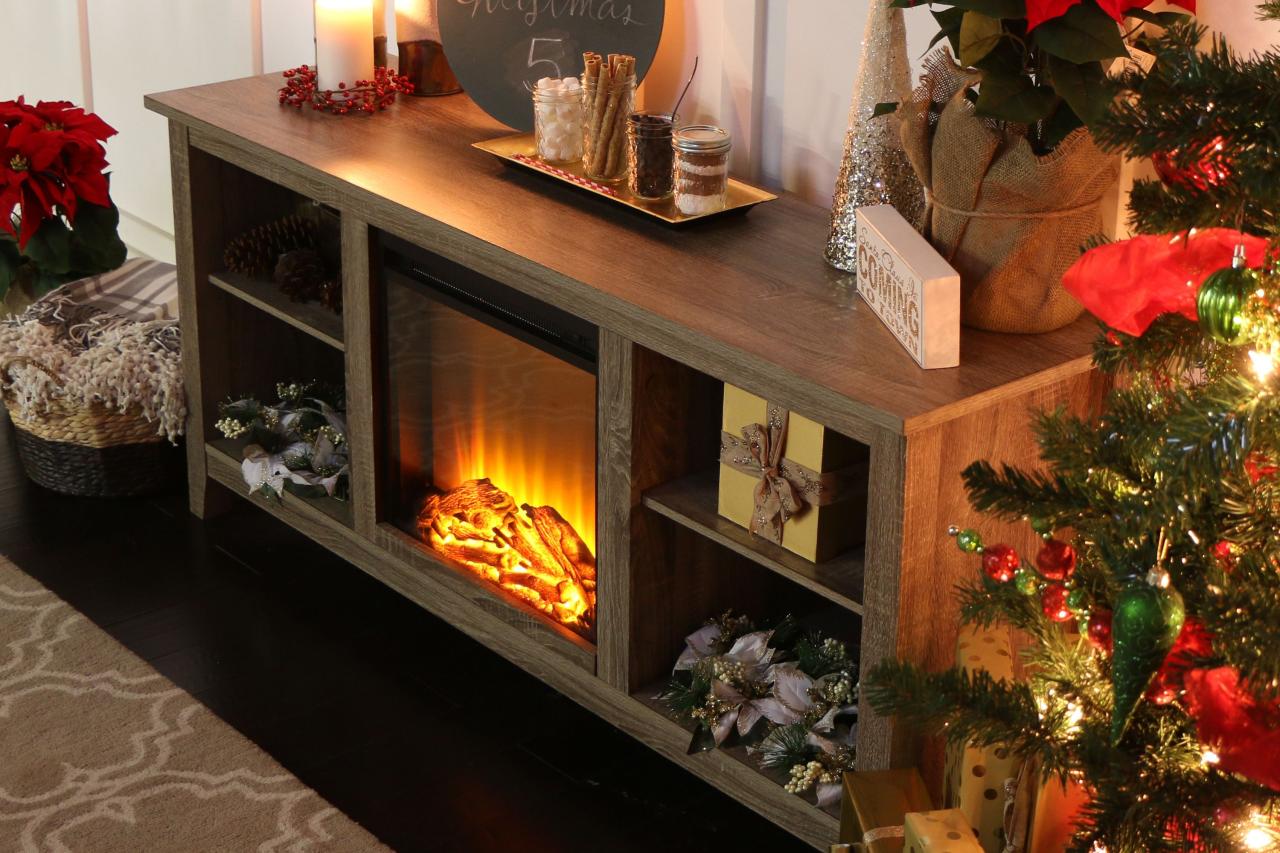 fireplace tv stand christmas decor Christmas Fireplace Decor With Tv HomeDecorish