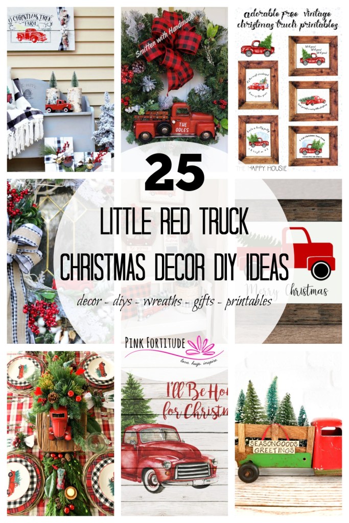 diy red truck christmas decor 25 Red Truck Christmas Decor and DIY Ideas Pink Fortitude, LLC