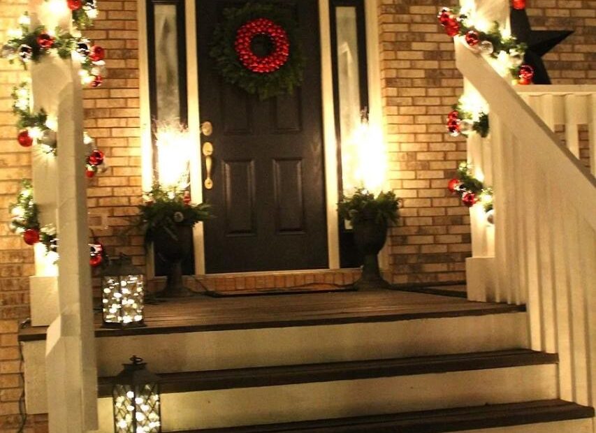 christmas decorating ideas outdoor columns 34+ how to hang ferns on front porch Christmas porch decoration column