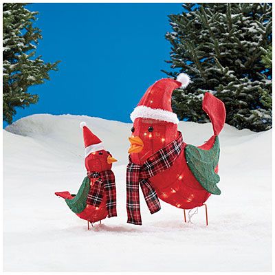 cardinal christmas decor outdoor Lighted Christmas Burlap Cardinals 2Piece Set at Big Lots. Outside