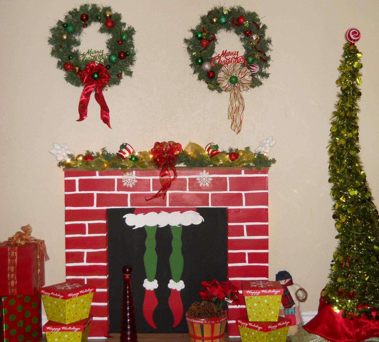 grinch christmas decorations near me DIY Grinch fireplace Diy Christmas Fireplace, Diy Christmas Door