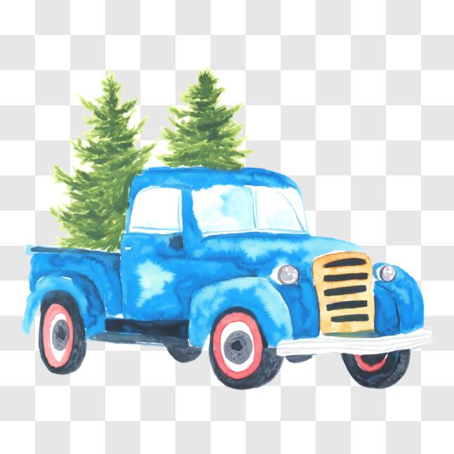 blue truck christmas decor Download Blue Truck with Christmas Tree Decoration PNGs Online