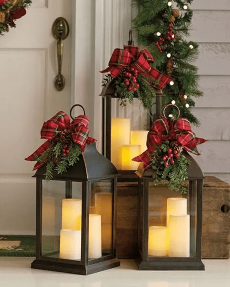 christmas decorations for outdoor lanterns 35 Inspiring Christmas Lanterns Ideas For Outdoor Decor HOUSEDCR