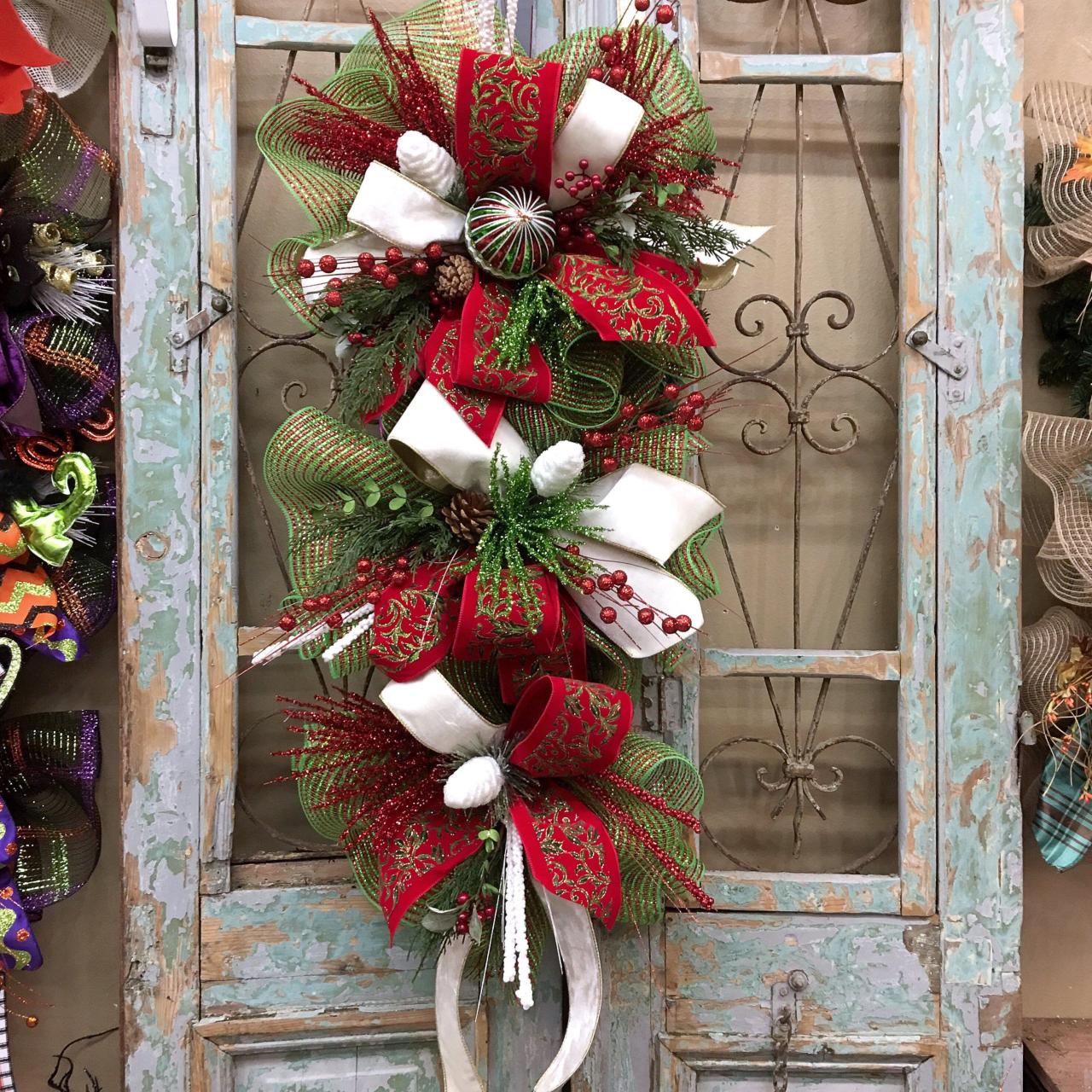 christmas decorations outdoor swags Christmas Swags Christmas Wreaths Christmas Swag Christmas Etsy