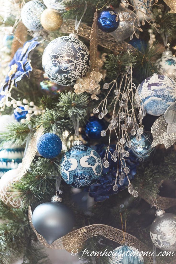 blue and white christmas decor ideas Beautiful Blue And White Christmas Home Decorating Ideas From House