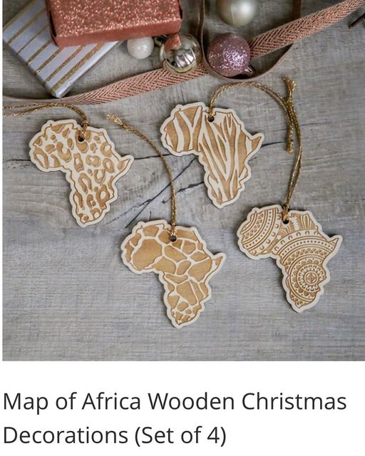 christmas decorations for sale south africa Map of Africa wooden Christmas decorations set of 4