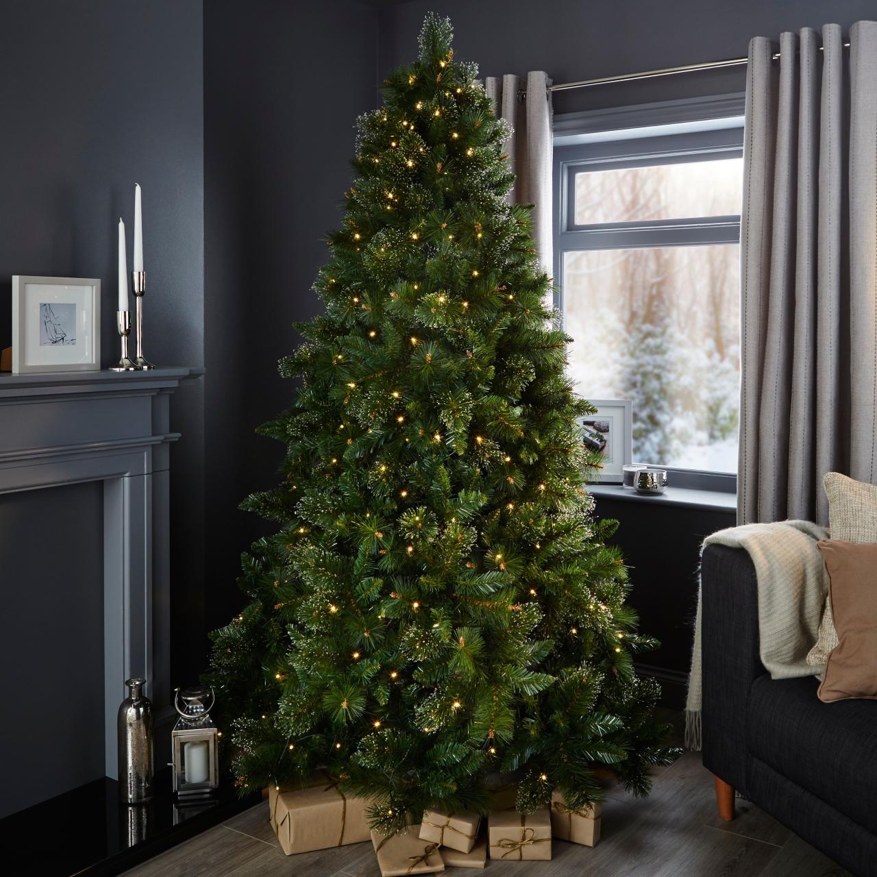 christmas decorations sale b&q 7ft Cleveland PreLit Christmas Tree Departments DIY at B&Q