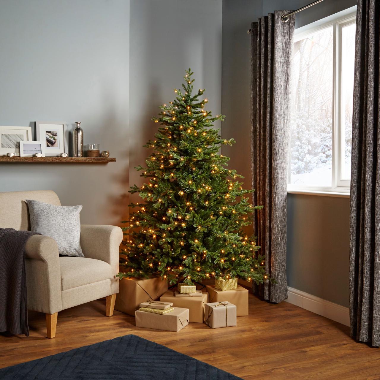 christmas decorations sale b&q 6ft Thetford PreLit LED Christmas Tree Departments DIY at B&Q