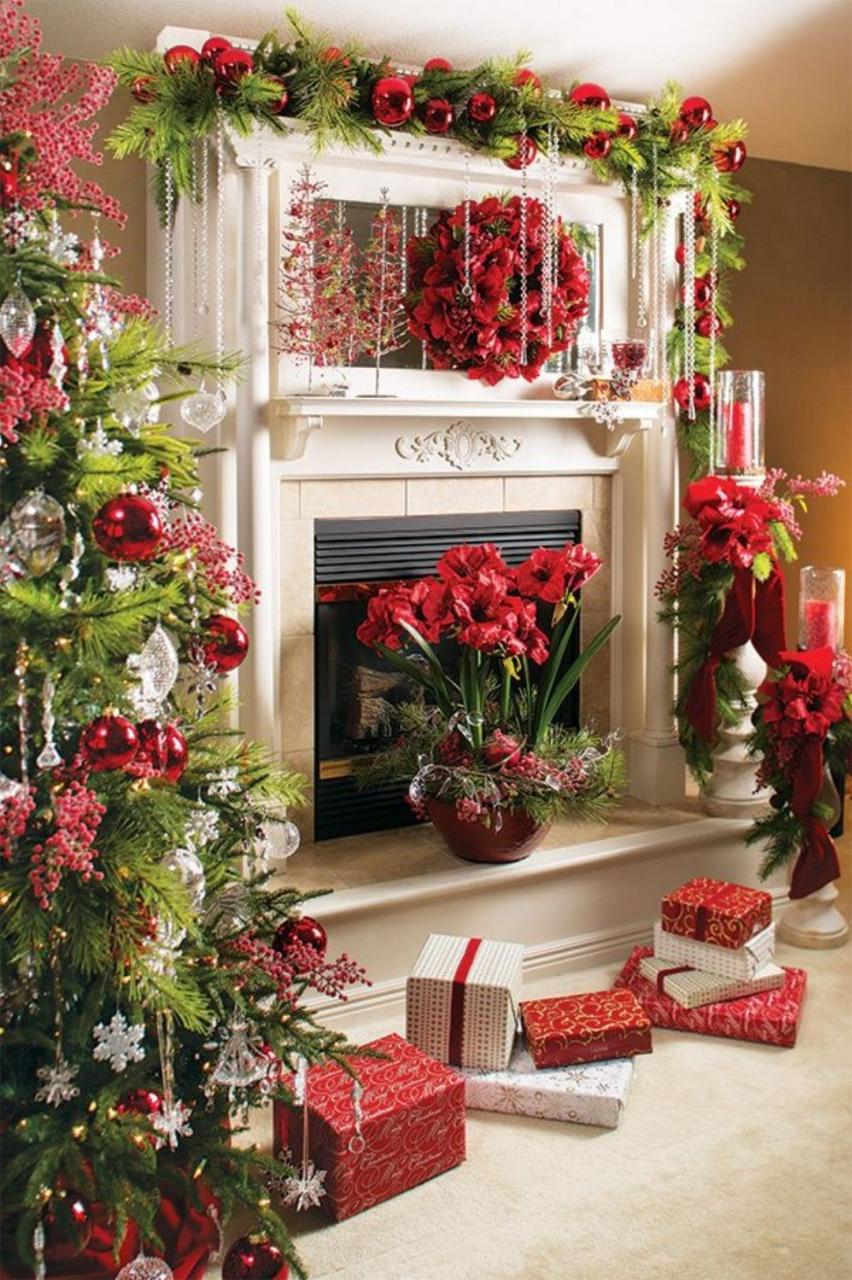 electric fireplace christmas decor 52 Stunning Christmas Mantel Decorating Ideas 🎅 Christmas mantel