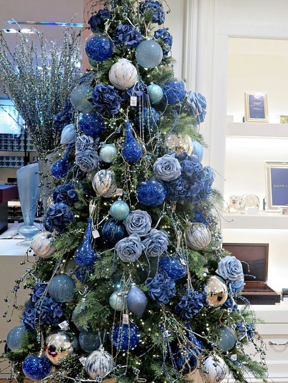 christmas decor with blue 65 Blue Christmas Tree Ideas to give your holiday adorned home a