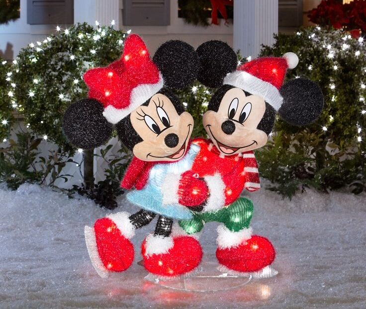 mickey christmas decorations outdoor Disney Mickey and Minnie 30.12in Mouse Yard Decoration with Cl