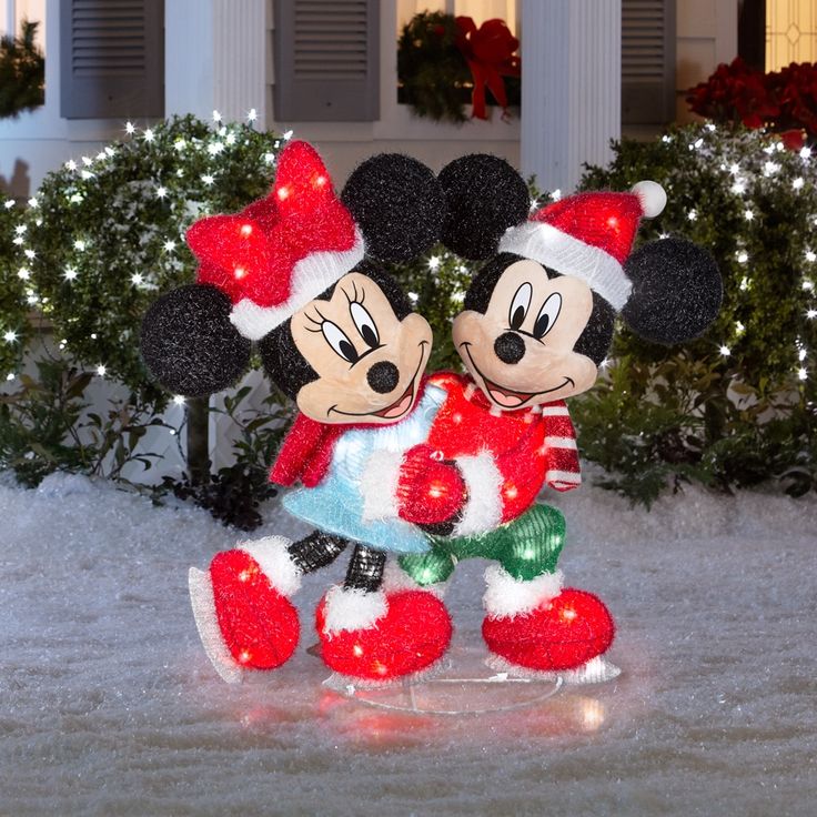 mickey christmas decorations outdoor Disney Mickey and Minnie 30.12in Mouse Yard Decoration with Cl