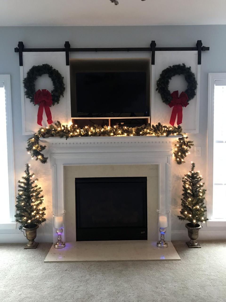 fireplace tv stand christmas decor Christmas Fireplace Decor With Tv HomeDecorish