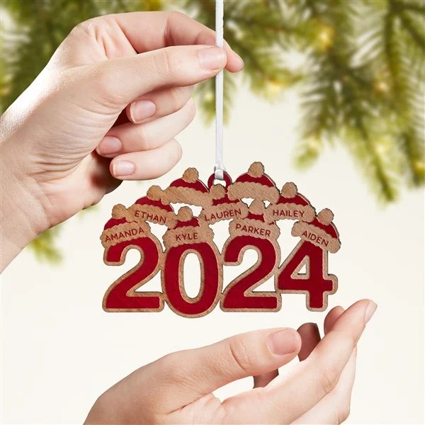 christmas ornaments for 2024 2024 Personalized Wood Christmas Ornament Red