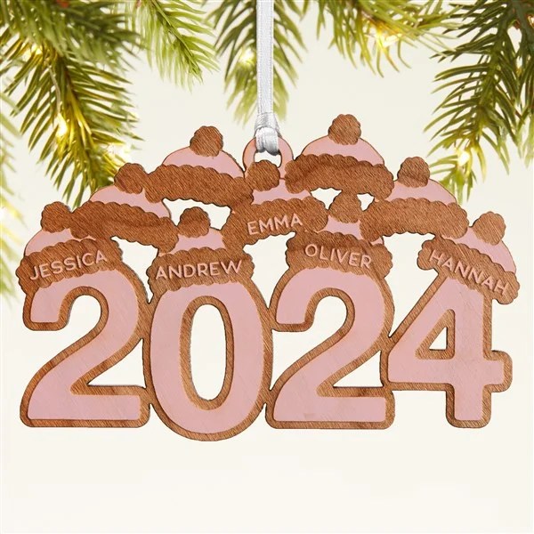 personalized christmas ornaments 2024 with names 2024 Personalized Wood Christmas Ornament Pink