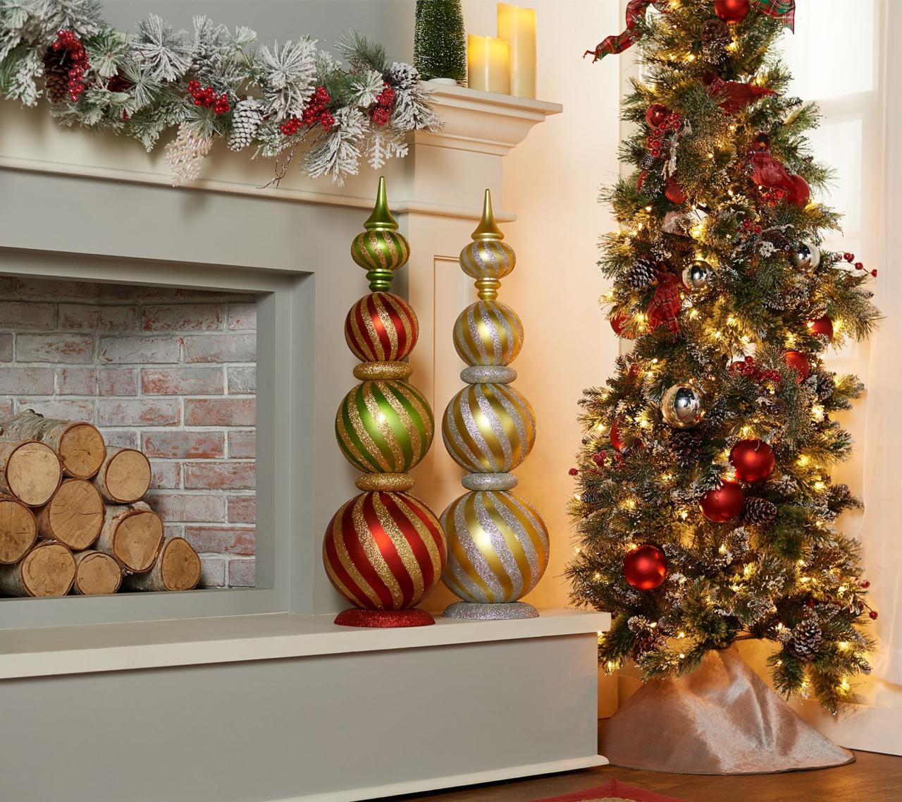 qvc indoor christmas decorations 36" Oversized Glittered Swirl Finial by Valerie Christmas