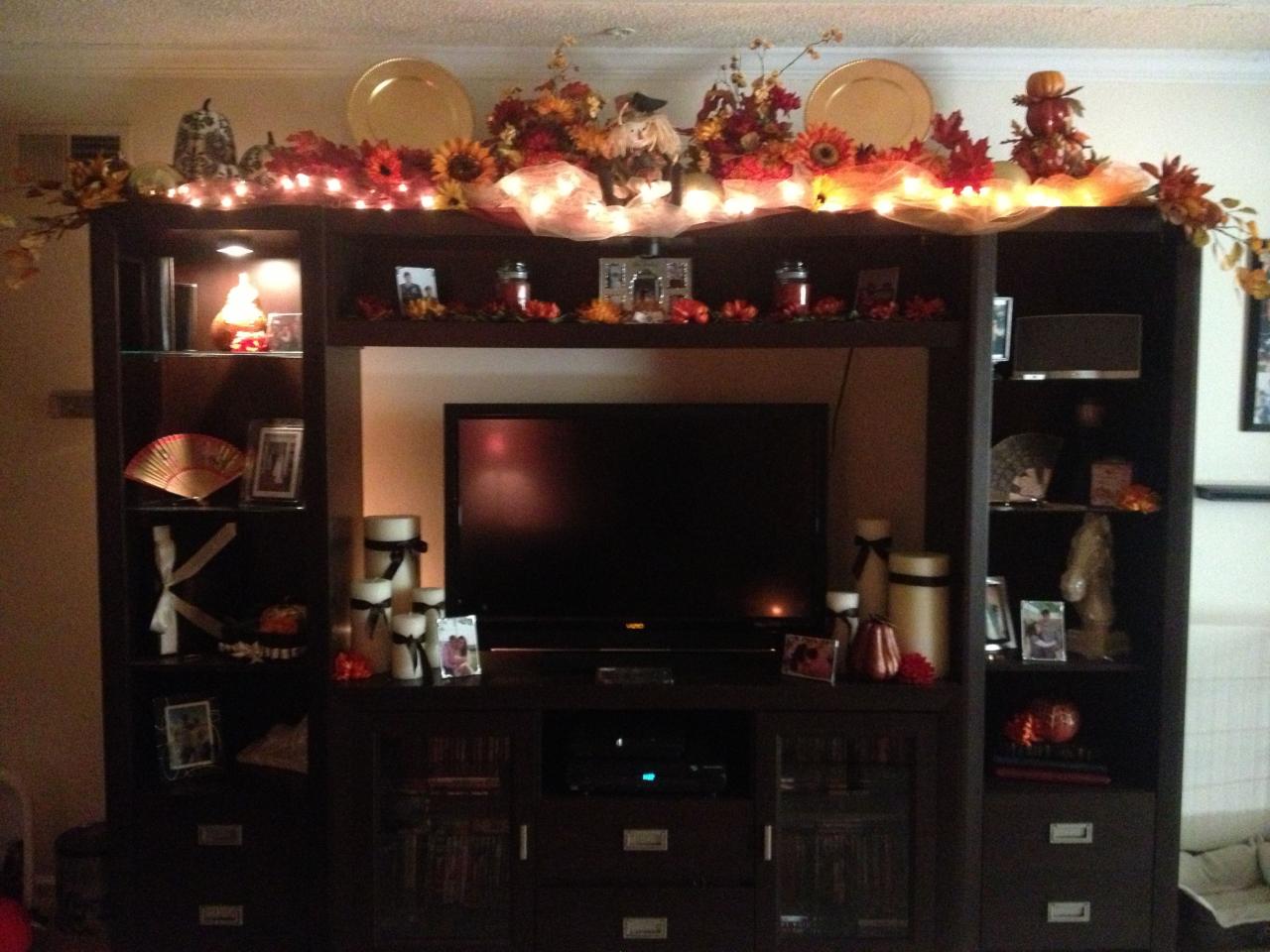 christmas decorating ideas for entertainment center Festive season/holiday decor for top of entertainment center