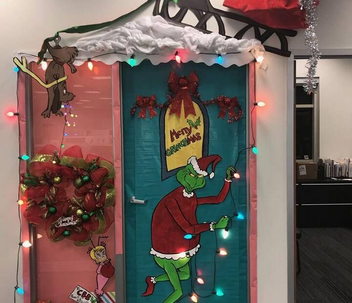 office christmas decor contest Festive Office Door Decorated for a Company Contest