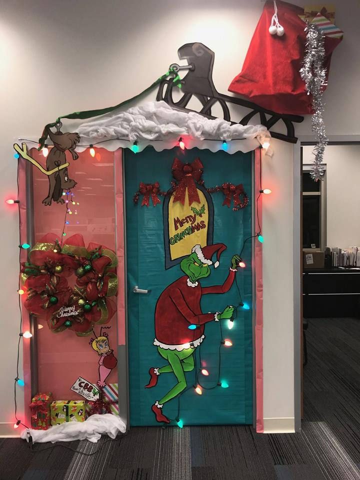 office christmas decor contest Festive Office Door Decorated for a Company Contest