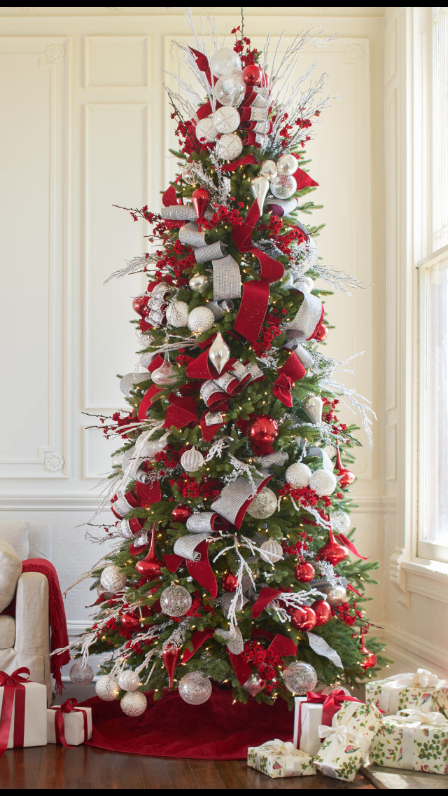 pencil christmas tree decor ideas Red and white tree Pencil christmas tree, Slim christmas tree