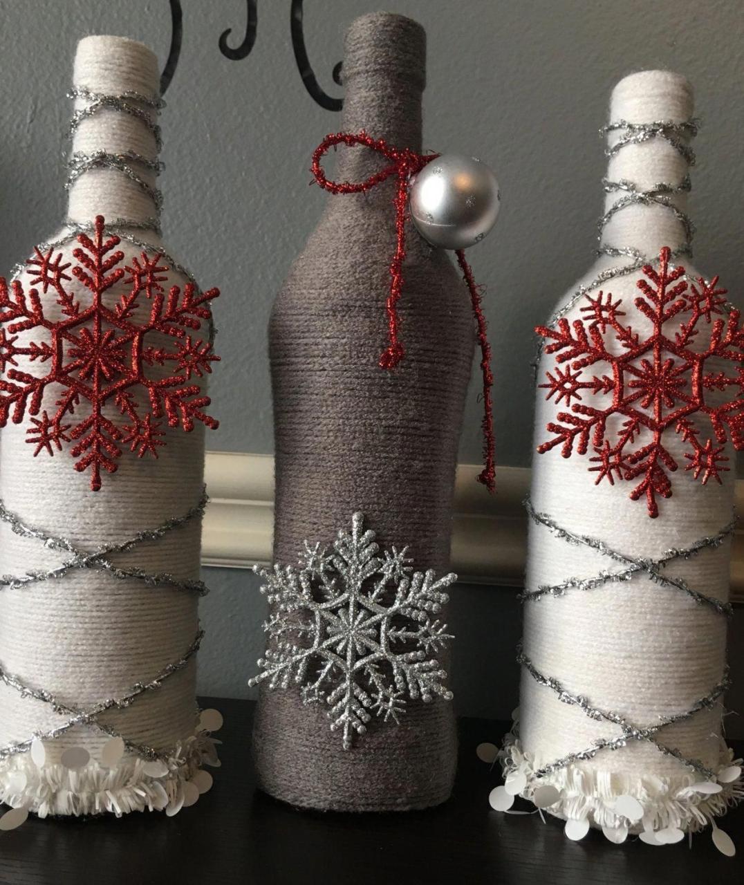 wine bottle christmas decor 16 Diy Wine Bottle Christmas Decoration Home Decor Interior 