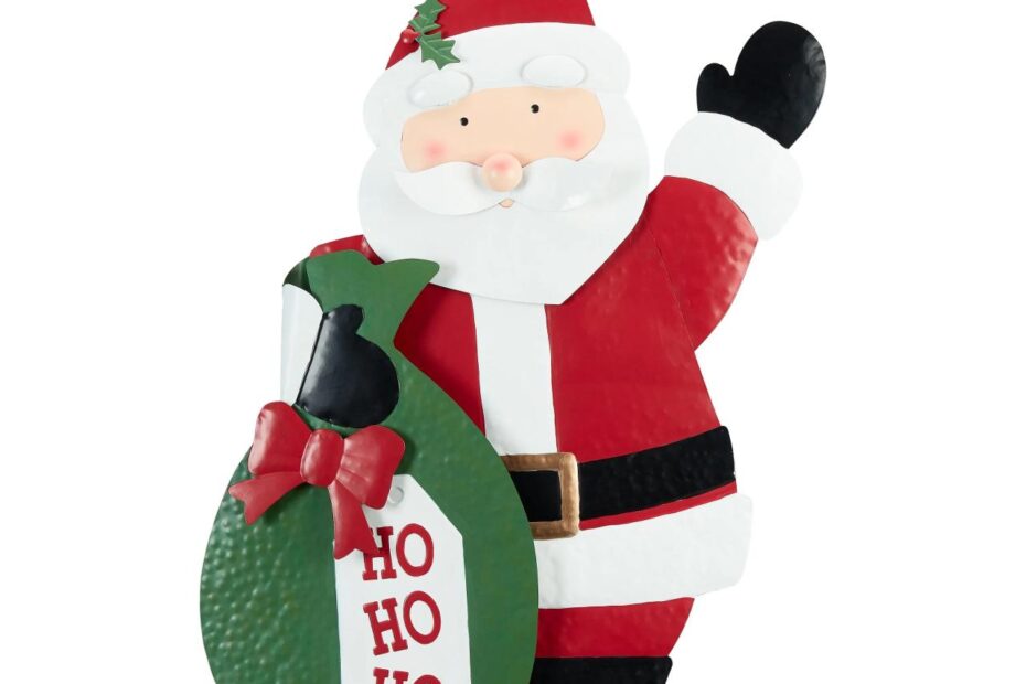 outdoor christmas decor at walmart Holiday Time Metal Santa Stake Outdoor Christmas Decoration, 23.5" x 36