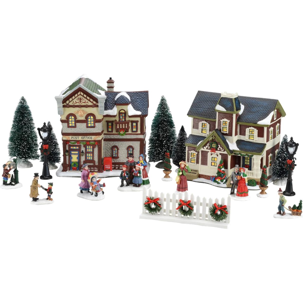 christmas decor village set Holiday Time 21Piece Christmas Village Set