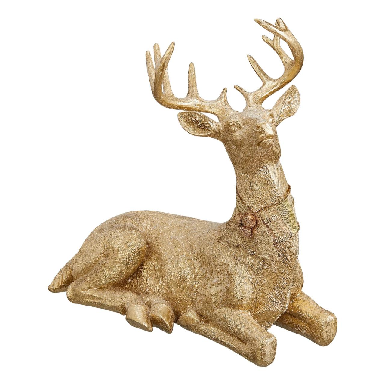 christmas reindeer tabletop decor Holiday Time Gold Reclining Reindeer Table Top Christmas Decoration, 9.