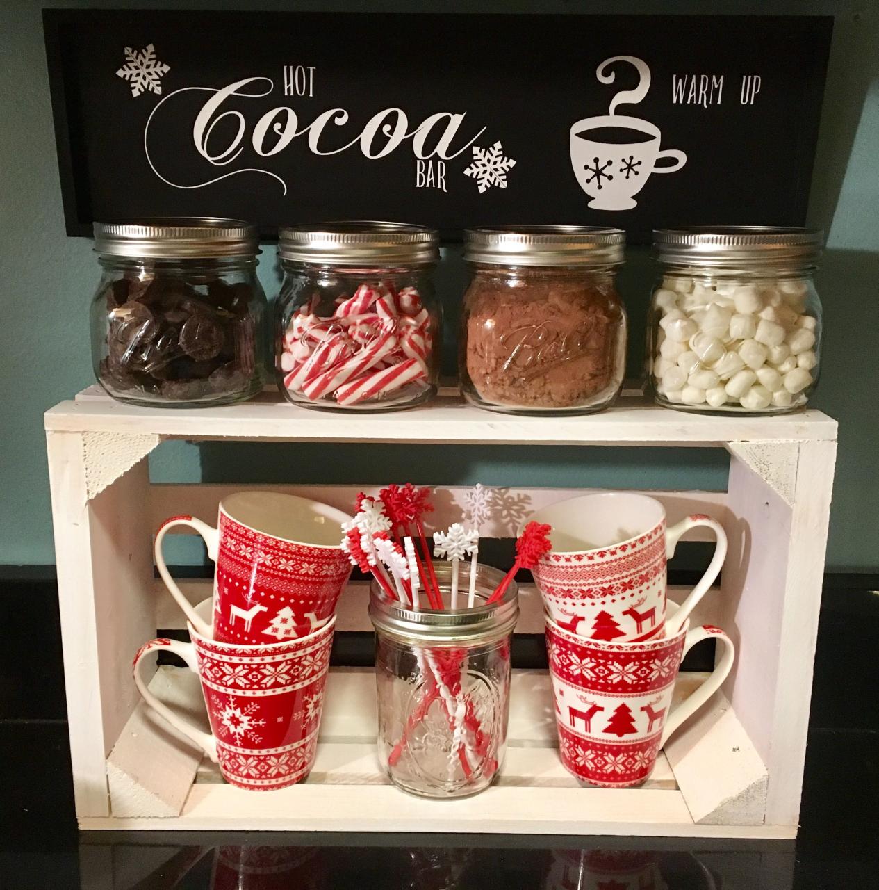 hot chocolate christmas decor Simple DIY Hot Cocoa Bar. Christmas Kitchen Christmas hot chocolate