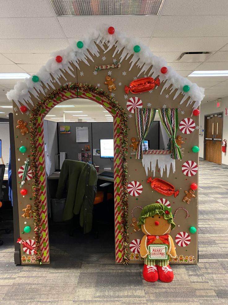 cubicle decor ideas for christmas Gingerbread Office Cubicle Christmas Decor Christmas cubicle