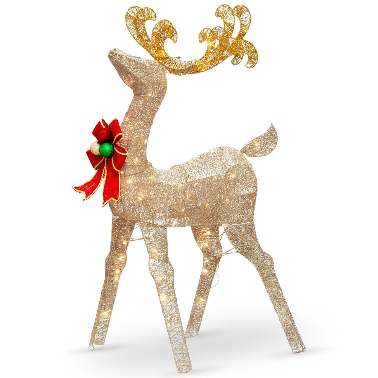 standing christmas decorations indoor White Crystal LED Standing Reindeer Large Christmas Indoor & Outdoor