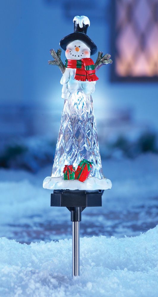 solar power christmas decor Outdoor Solar Powered Snowman Garden Stake Ice Icicle Yard Decor Christ