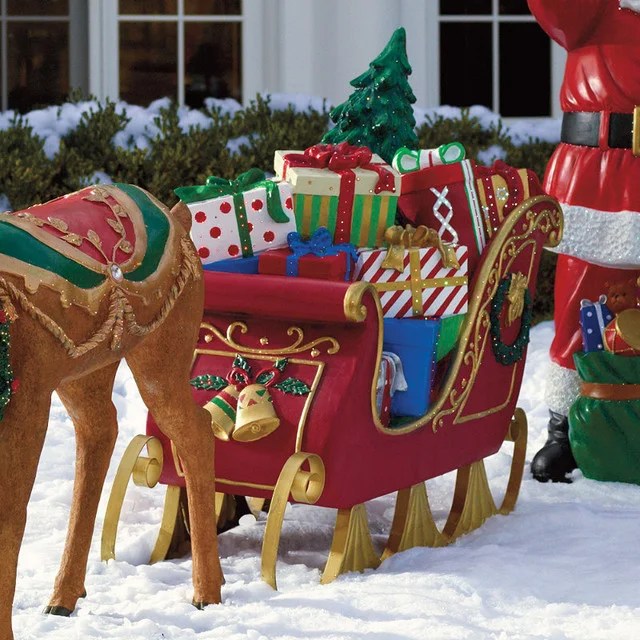 christmas decorations outdoor santa sleigh Fiberoptic Sleigh Frontgate Outdoor Christmas Decorations