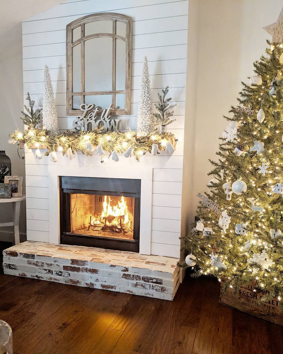 christmas decorations inside fireplace 20+ Beautiful Farmhouse Fireplace Mantel Decorations You Will Feel Cozy