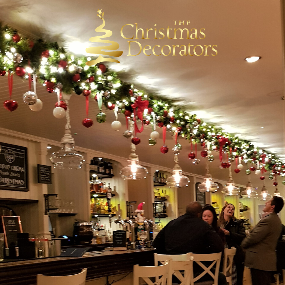 christmas decor for bar Beautiful Bar Christmas ceiling decorations, Christmas themes