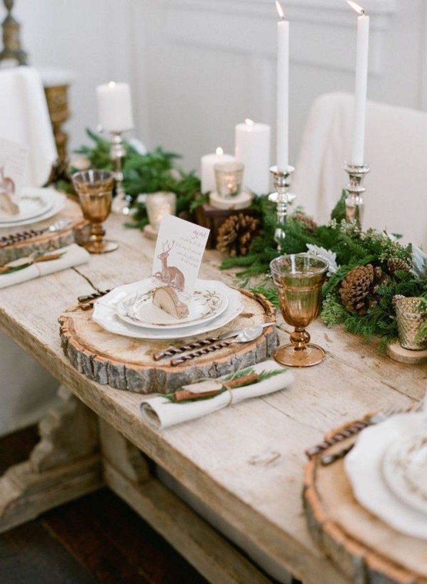 rustic christmas tabletop decor Rustic Christmas Table Decorations