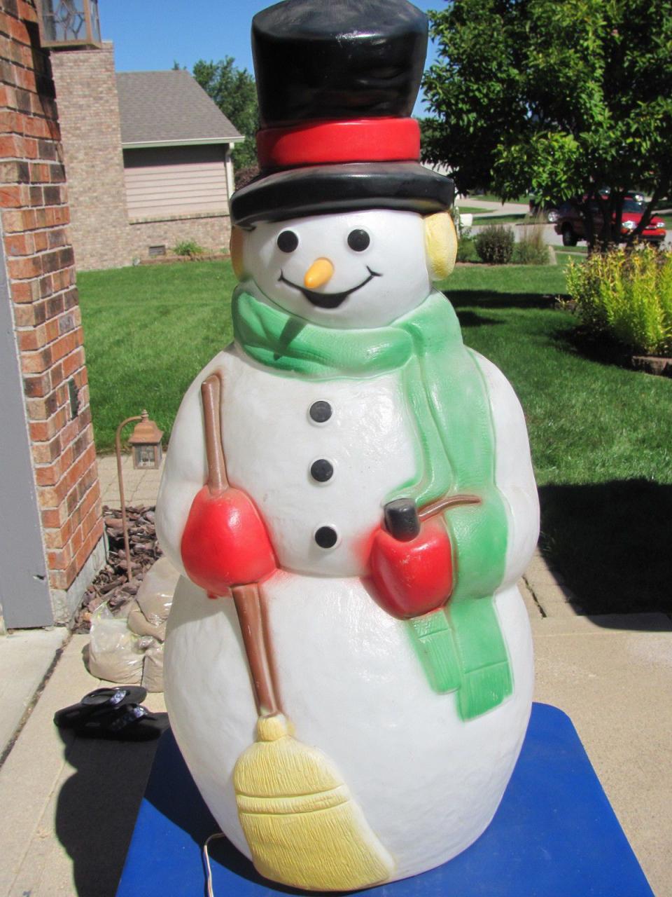 christmas decorations outdoor plastic 38" Empire Snowman Carrot Nose Xmas Blowmold Light UP Plastic Outdoor