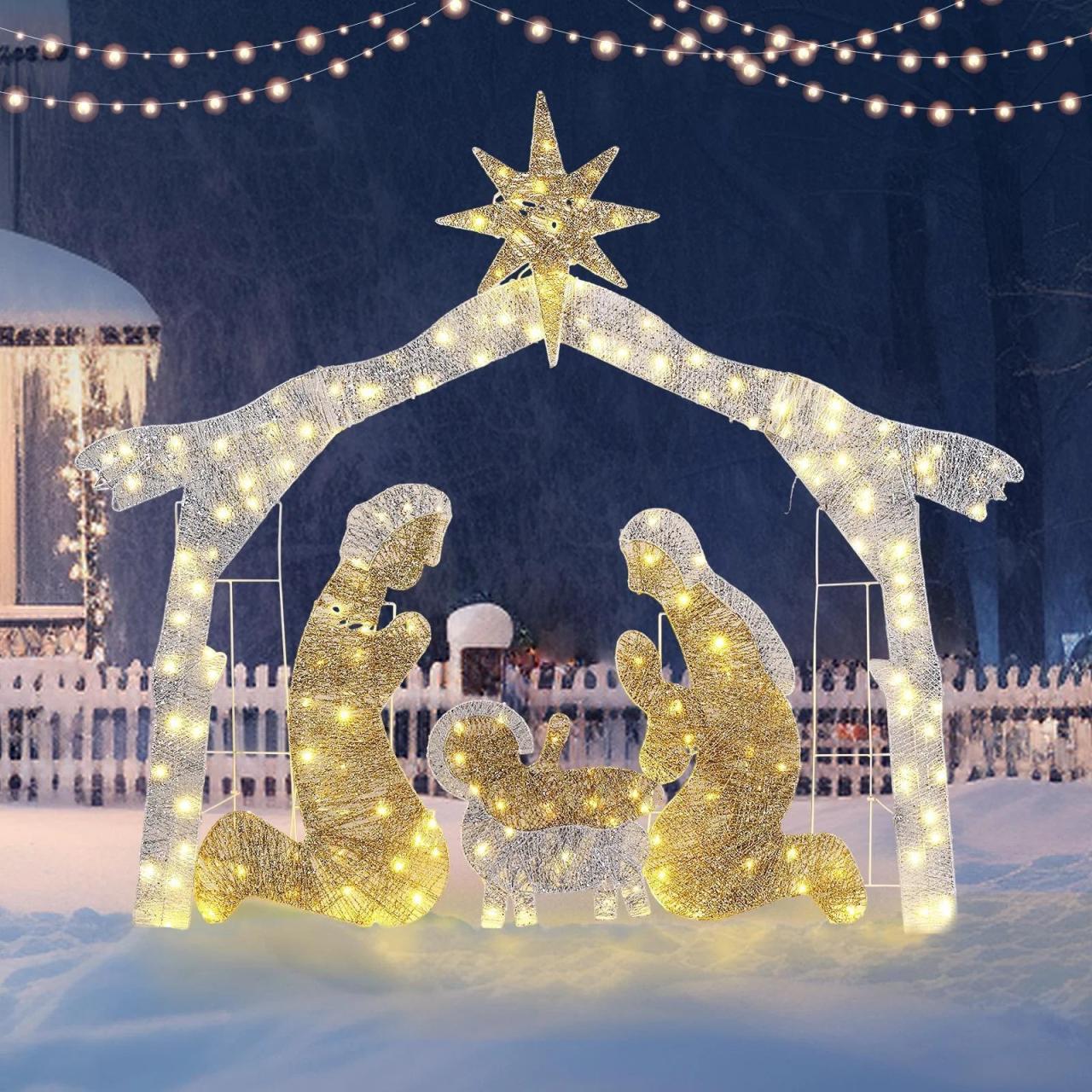 christmas decorations outdoor jesus 6FT Outdoor Christmas Decoration Jesus Baby Nativity Scene Arch Decor