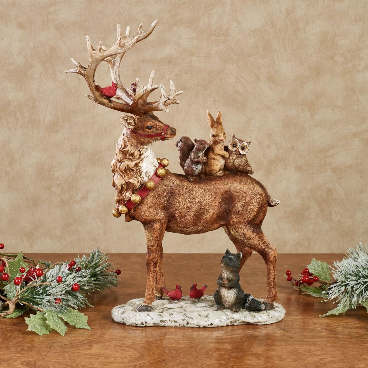 christmas reindeer tabletop decor Forest Friends Reindeer Table Sculpture Christmas deer decorations