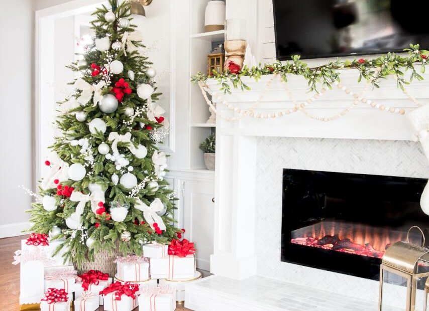 fireplace tv stand christmas decor Christmas Fireplace Decor With Tv HomeDecorish