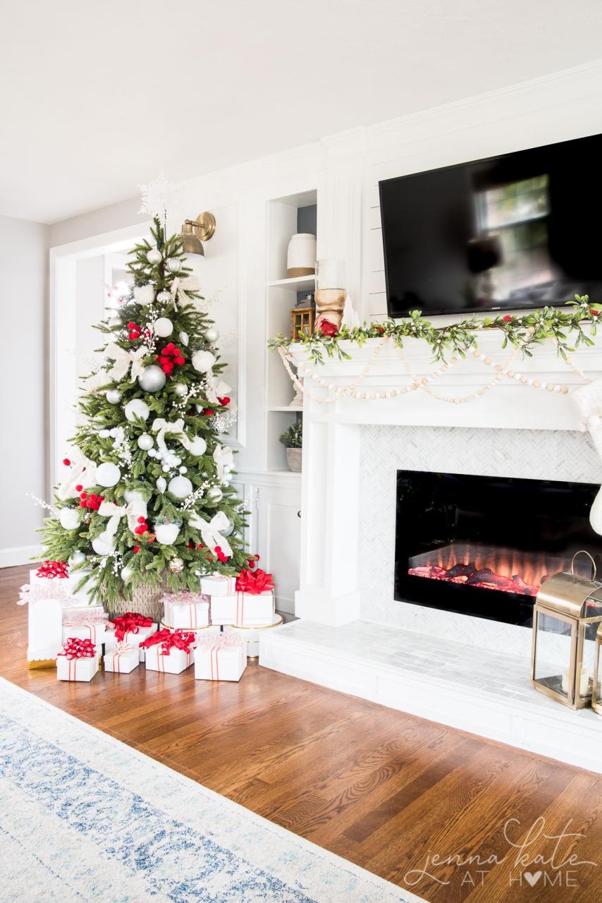 fireplace tv stand christmas decor Christmas Fireplace Decor With Tv HomeDecorish