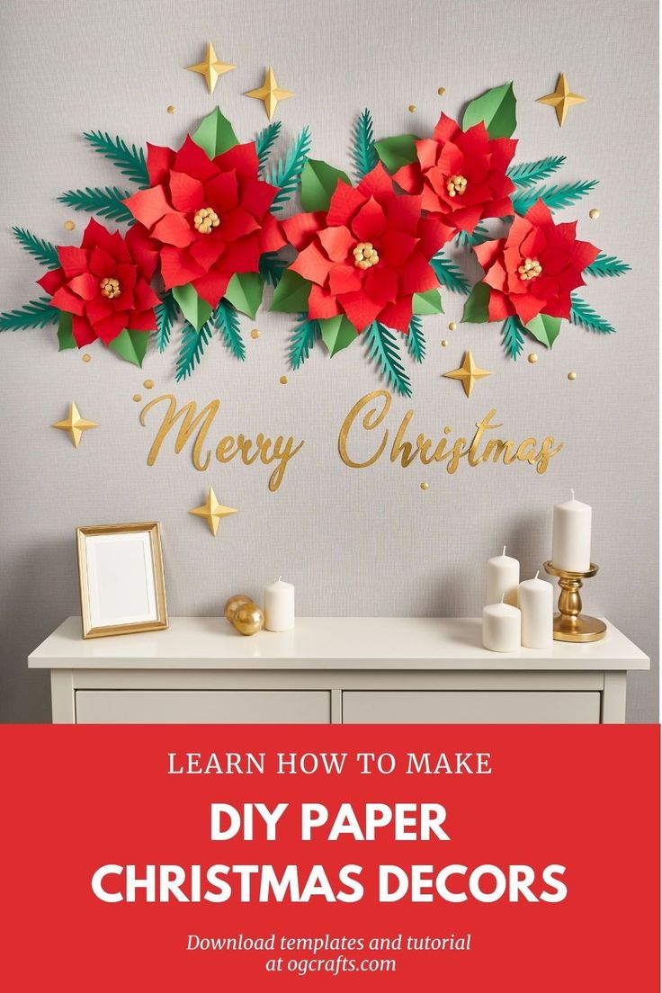 christmas paper wall decor paper christmas decorations on a dresser with the words learn how to