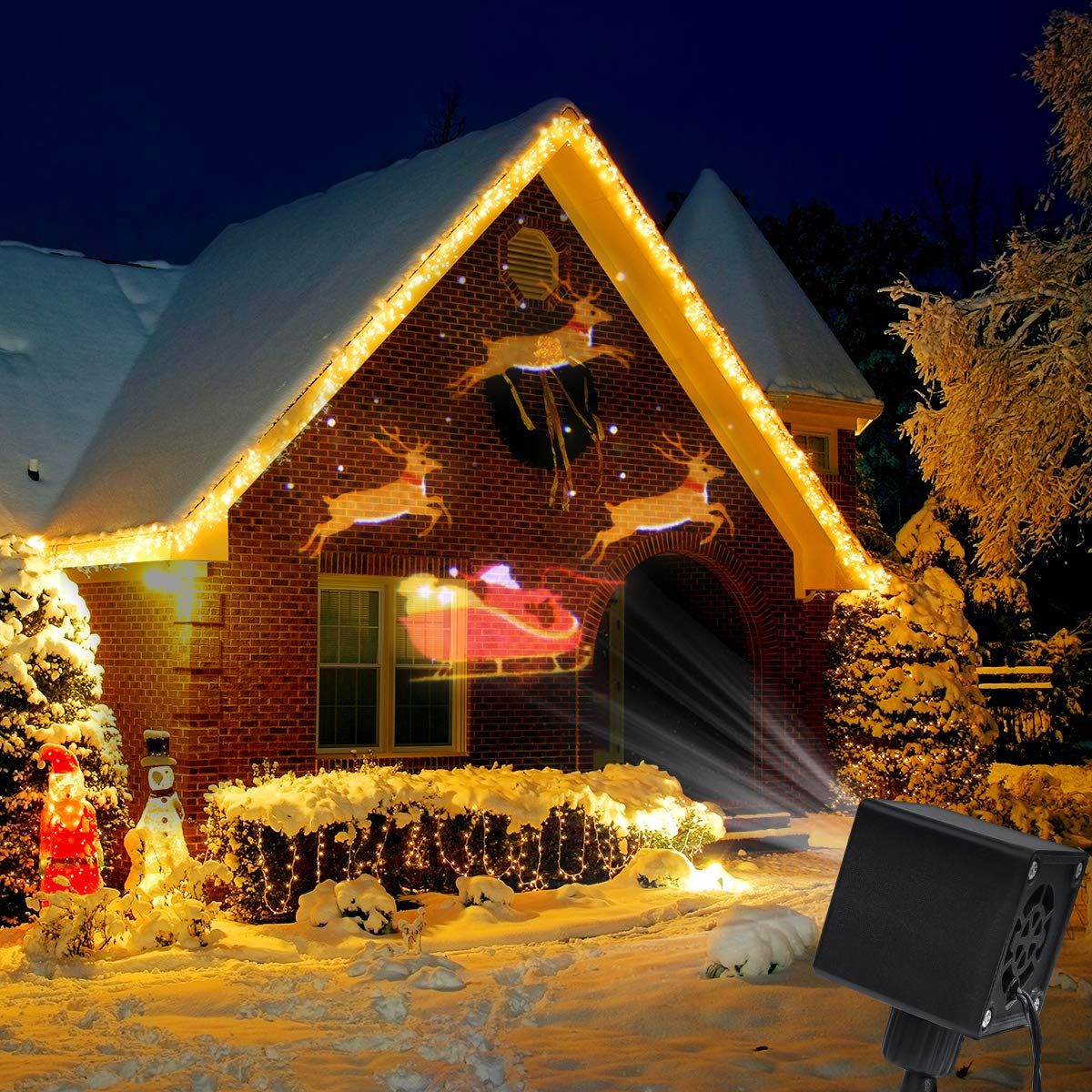 christmas decorations outdoor projection YUNLIGHTS Christmas Light Projector Santa Reindeer LED Projector Light