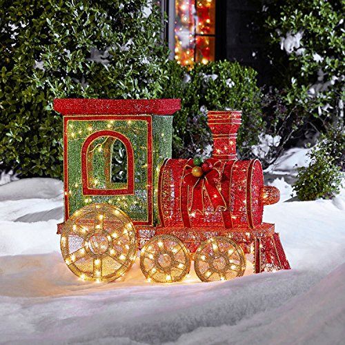 christmas train outdoor decor Glittering Thread Steam Train (200 Lights) • ChristmasShack Outdoor