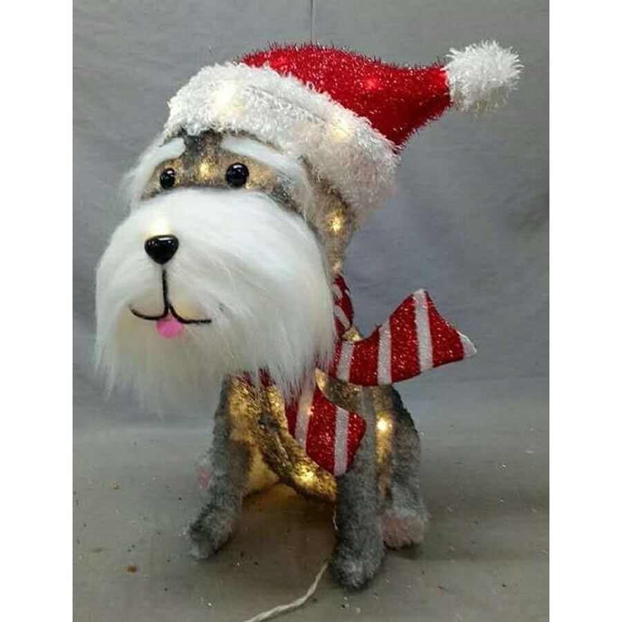 lowes dog christmas decor Holiday Living 24in Dog Sculpture with Clear LED Lights in the Outdoor