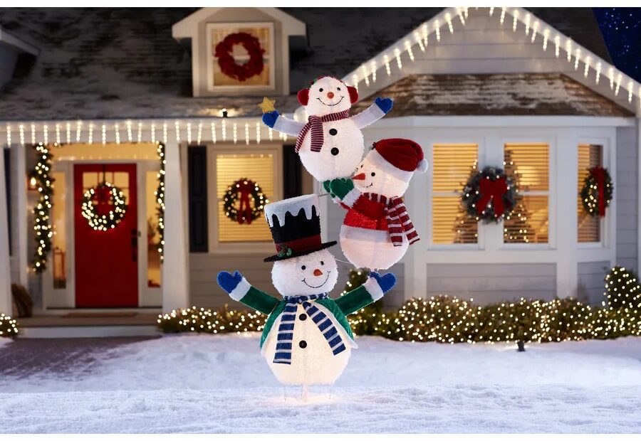 christmas outdoor decorations at lowes Holiday Living 72in Snowman Sculpture with Clear Incandescent Lights