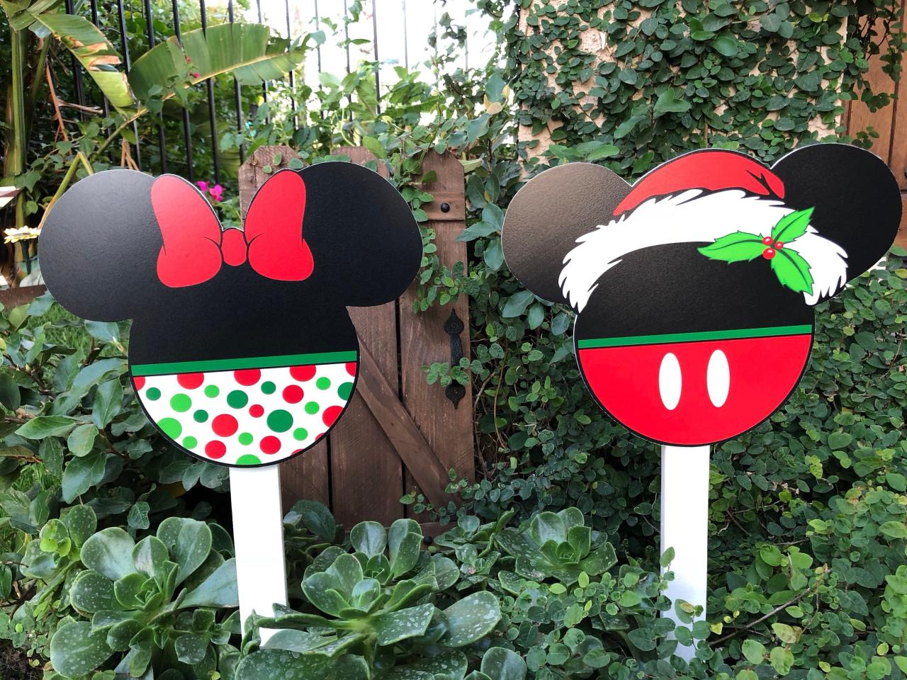 mickey mouse christmas yard decor Christmas yard decorations disney inspired minnie and mickey cutouts