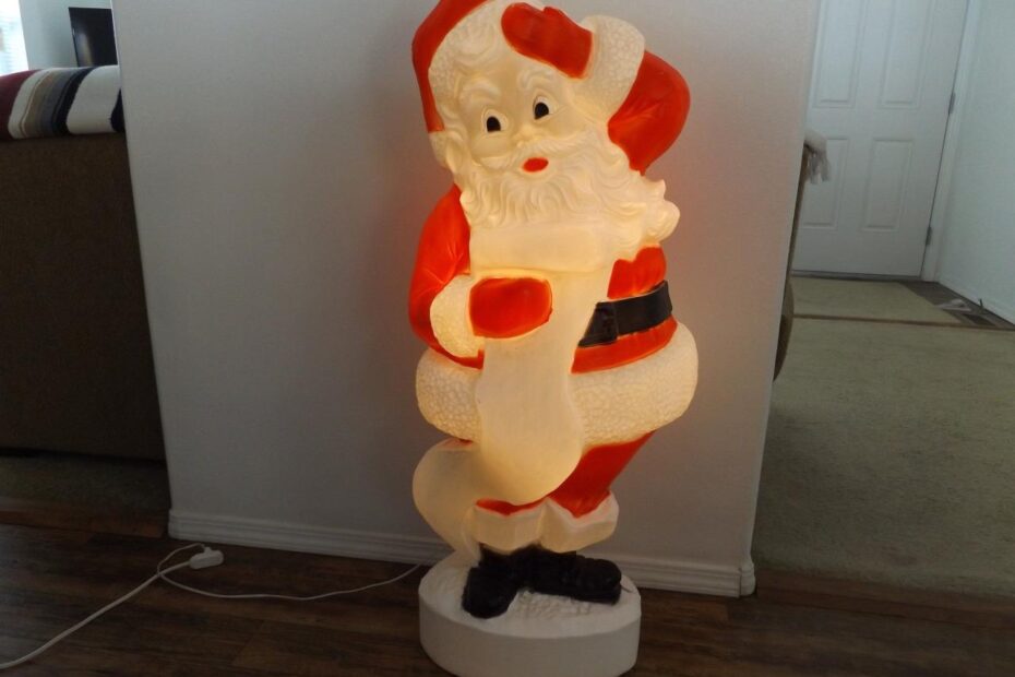 vintage plastic christmas decorations outdoor Vintage Large Plastic Santa Claus Figure / Lighted Outdoor Christmas